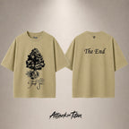 Attack on Titan The End Drop Shoulder T-Shirt — Sand — front and back
