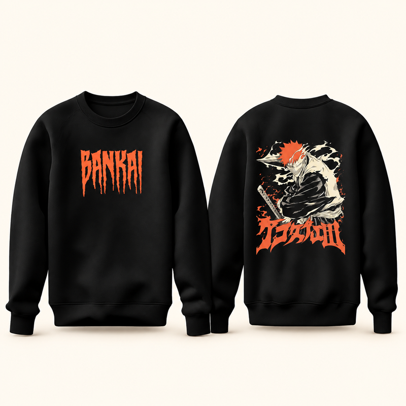 Bankai warrior sweatshirt front and back