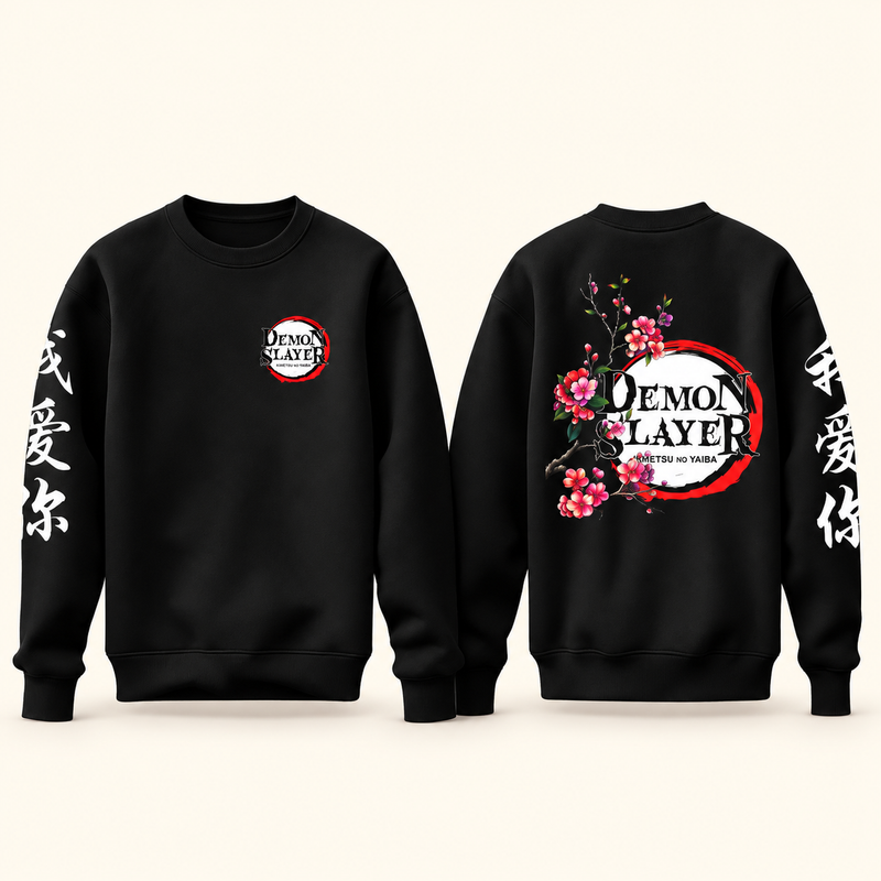 Demon floral sweatshirt front and back