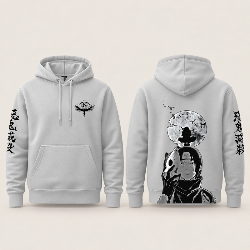 Itachi Moonlight Hoodie — White front and back