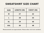 Sweatshirt size chart