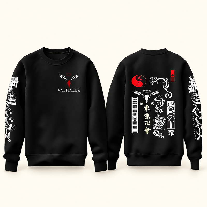 Valhalla sweatshirt front and back