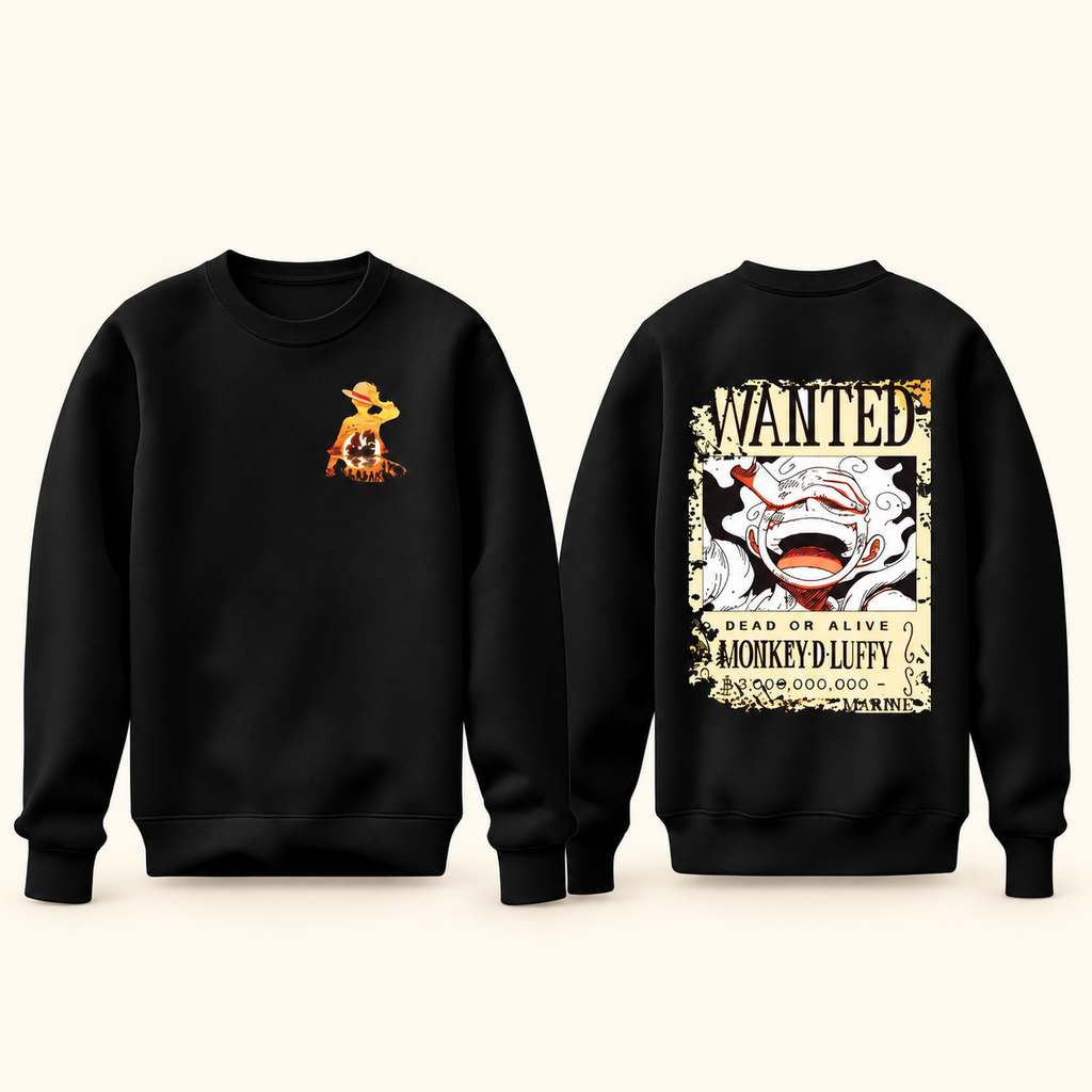 Wanted anime sweatshirt front and back