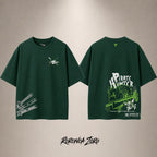 Zoro Pirate Hunter Drop Shoulder T-Shirt — Forest Green — front and back